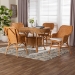 bali & pari Tucson 5-Piece Rattan Dining Set - Round Wicker Table with Scallop Edge and 4 Armchairs, Handwoven Boho Coastal Style for Dining, Kitchen or Sun Room, Light Honey - BSOTucson-Light Honey Rattan-5PC Dining Set