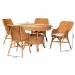 bali & pari Tucson 5-Piece Rattan Dining Set - Round Wicker Table with Scallop Edge and 4 Armchairs, Handwoven Boho Coastal Style for Dining, Kitchen or Sun Room, Light Honey - BSOTucson-Light Honey Rattan-5PC Dining Set