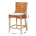 bali & pari Derris Natural Rattan Counter Stool with Cushion - Tall Wingback Stool with Solid Mango Wood Legs and Footrest, Boho Coastal Style for Kitchen Island or Dining Area Seating, Light Honey - BSOMD-39818-LC Derris-Natural Rattan-CS