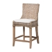 bali & pari Derris Natural Rattan Counter Stool with Cushion - Tall Wingback Stool with Solid Mango Wood Legs and Footrest, Boho Coastal Style for Kitchen Island or Dining Area Seating, Greywashed