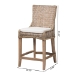bali & pari Derris Natural Rattan Counter Stool with Cushion - Tall Wingback Stool with Solid Mango Wood Legs and Footrest, Boho Coastal Style for Kitchen Island or Dining Area Seating, Greywashed - BSOMD-39818-KB Derris-Grey Natural Rattan-CS