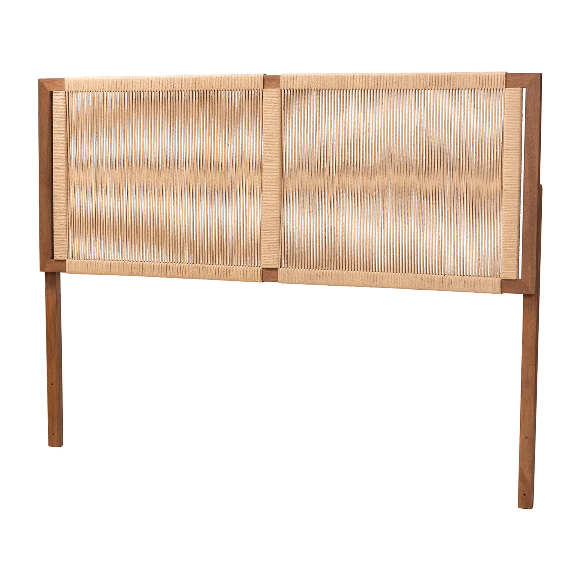 bali & pari Holitz Natural Rope Woven Headboard - Mountable Bed Backboard with Bayur Wood Frame, Modern Boho Accent for Bedroom Decor, King