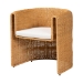 bali & pari Carina Natural Rattan Barrel Dining Chair - Handwoven Wicker Accent Chair with Curved Backrest and Removable Cushion, Coastal Boho Kitchen or Dining Room Seating