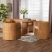 bali & pari Amaya 5-Piece Round Rattan Dining Set - Handwoven Wicker Pedestal Table and 4 Barrel Chairs with Cushion, Coastal Kitchen or Sunroom Furniture - BSOAmaya-Light Honey-5PC Dining Set
