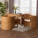 bali & pari Ayumi 5-Piece Round Rattan Dining Set - Handwoven Wicker Scalloped Table and 4 Barrel Chairs, Coastal Kitchen or Sunroom Furniture - BSOAyumi-Light Honey-5PC Dining Set