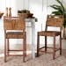 bali & pari Chabela Seagrass Counter Stool Set of 2 - Solid Mango Wood Frame with Woven Seat and Backrest, Rustic Boho Style Dining or Kitchen Island Seating, Brown - BSOLuanda-Type B-Light Brown Wood/Natural Weave-CS-KD Box
