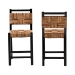 bali & pari Raniya Seagrass Counter Stool Set of 2 - Solid Mango Wood Frame with Woven Seat and Backrest, Rustic Boho Style Dining or Kitchen Island Seating, Black - BSOLuanda-Type C-Black Wood/Natural-CS-KD Box