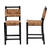 bali & pari Raniya Seagrass Counter Stool Set of 2 - Solid Mango Wood Frame with Woven Seat and Backrest, Rustic Boho Style Dining or Kitchen Island Seating, Black - BSOLuanda-Type C-Black Wood/Natural-CS-KD Box