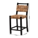 bali & pari Raniya Seagrass Counter Stool Set of 2 - Solid Mango Wood Frame with Woven Seat and Backrest, Rustic Boho Style Dining or Kitchen Island Seating, Black - BSOLuanda-Type C-Black Wood/Natural-CS-KD Box