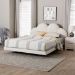 Baxton Studio Barrera Floating Platform Bed with Scalloped Headboard - Low Profile Minimalist Boucle Upholstered Bed Frame, Cream, Queen - BSOBBT61331-Floating Bed-Cream-Queen