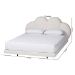 Baxton Studio Barrera Floating Platform Bed with Scalloped Headboard - Low Profile Minimalist Boucle Upholstered Bed Frame, Cream, Queen - BSOBBT61331-Floating Bed-Cream-Queen