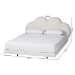 Baxton Studio Barrera Floating Platform Bed with Scalloped Headboard - Low Profile Minimalist Boucle Upholstered Bed Frame, Cream, Queen - BSOBBT61331-Floating Bed-Cream-Queen