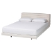 Baxton Studio Alfie Boucle Floating Bed with Channel Tufted Headboard - Low Profile Minimalist Platform Bed Frame, Cream, Queen