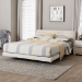 Baxton Studio Alfie Boucle Floating Bed with Channel Tufted Headboard - Low Profile Minimalist Platform Bed Frame, Cream, Queen - BSOBBT61332-Floating Bed-Cream-Queen