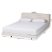 Baxton Studio Alfie Boucle Floating Bed with Channel Tufted Headboard - Low Profile Minimalist Platform Bed Frame, Cream, Queen - BSOBBT61332-Floating Bed-Cream-Queen