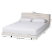 Baxton Studio Alfie Boucle Floating Bed with Channel Tufted Headboard - Low Profile Minimalist Platform Bed Frame, Cream, Queen - BSOBBT61332-Floating Bed-Cream-Queen