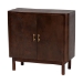 bali & pari Latika Real Burl Wood Storage Cabinet in Dark Walnut Brown - Modern Accent Cupboard with Double Doors and Brass Handles, Elegant Sideboard for Entryway, Living Room, or Dining Area