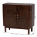 bali & pari Latika Real Burl Wood Storage Cabinet in Dark Walnut Brown - Modern Accent Cupboard with Double Doors and Brass Handles, Elegant Sideboard for Entryway, Living Room, or Dining Area - BSOSVN-789-Dark Walnut-Blopy-Cabinet