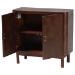 bali & pari Latika Real Burl Wood Storage Cabinet in Dark Walnut Brown - Modern Accent Cupboard with Double Doors and Brass Handles, Elegant Sideboard for Entryway, Living Room, or Dining Area - BSOSVN-789-Dark Walnut-Blopy-Cabinet