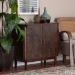 bali & pari Latika Real Burl Wood Storage Cabinet in Dark Walnut Brown - Modern Accent Cupboard with Double Doors and Brass Handles, Elegant Sideboard for Entryway, Living Room, or Dining Area - BSOSVN-789-Dark Walnut-Blopy-Cabinet
