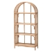bali & pari Natania Natural Rattan 4-Tier Display Shelf - Handwoven Arched Bookcase with Webbed Side Panels, Boho Coastal Design for Living Room, Entryway, or Bedroom