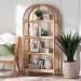 bali & pari Natania Natural Rattan 4-Tier Display Shelf - Handwoven Arched Bookcase with Webbed Side Panels, Boho Coastal Design for Living Room, Entryway, or Bedroom - BSOWS148-Natural Rattan-Tall Shelf