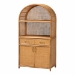bali & pari Mairen Arched Natural Rattan Storage Cabinet -  Handwoven Pole Rattan Hutch with Two Drawers and Doors, Boho Coastal Display Cabinet for Dining Room or Living Space