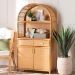 bali & pari Mairen Arched Natural Rattan Storage Cabinet -  Handwoven Pole Rattan Hutch with Two Drawers and Doors, Boho Coastal Display Cabinet for Dining Room or Living Space - BSOMairen-Light Honey Rattan-Cabinet