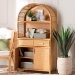 bali & pari Mairen Arched Natural Rattan Storage Cabinet -  Handwoven Pole Rattan Hutch with Two Drawers and Doors, Boho Coastal Display Cabinet for Dining Room or Living Space - BSOMairen-Light Honey Rattan-Cabinet