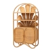 bali & pari Noreen Peacock Fan Natural Rattan Cabinet - Handcrafted Rattan Pole Hutch with Woven Doors and Shelves, Boho Coastal Accent Shelving and Display Unit
