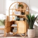 bali & pari Noreen Peacock Fan Natural Rattan Cabinet - Handcrafted Rattan Pole Hutch with Woven Doors and Shelves, Boho Coastal Accent Shelving and Display Unit - BSONoreen-Light Honey Rattan-Shelf