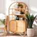 bali & pari Noreen Peacock Fan Natural Rattan Cabinet - Handcrafted Rattan Pole Hutch with Woven Doors and Shelves, Boho Coastal Accent Shelving and Display Unit - BSONoreen-Light Honey Rattan-Shelf