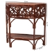 bali & pari Gaspar Marbled Tortoise Natural Rattan Console Table - Handcrafted Accent Table with Chippendale Design, Coastal Tropical Style for Entryway, Hallway, or Living Room - BSOGaspar-Tortoise/Rattan-Half Moon-Console Table