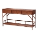 bali & pari Brier Marbled Tortoise Natural Rattan Console Table - Handcrafted Accent Table with 3-Drawers and Lower Shelf, Coastal Boho Style for Entryway, Hallway, or Living Room