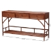 bali & pari Brier Marbled Tortoise Natural Rattan Console Table - Handcrafted Accent Table with 3-Drawers and Lower Shelf, Coastal Boho Style for Entryway, Hallway, or Living Room - BSOBrier-Tortoise/Rattan-Console Table