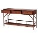 bali & pari Brier Marbled Tortoise Natural Rattan Console Table - Handcrafted Accent Table with 3-Drawers and Lower Shelf, Coastal Boho Style for Entryway, Hallway, or Living Room - BSOBrier-Tortoise/Rattan-Console Table