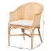 bali & pari Hollis Natural Rattan Barrel Chair with Cushion - Handcrafted Accent Armchair with Laminated Rattan Pole Back, Coastal Boho Seating for Living Room or Bedroom - BSOHollis-Natural/Rattan-DC