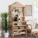 bali & pari Adonis Natural Rattan Display Shelf - Freestanding 6-Tier bookcase with Pagoda Top, Coastal Boho Storage Organizer - BSOAdonis-Natural/Rattan-Shelf