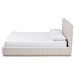 Baxton Studio Granger Velvet Upholstered Platform Bed with Channel Tufted Headboard, Modern Low Profile Bed Frame, Alabaster White, Queen - BSOBBT61347-Alabaster White Velvet/White Washed Oak-Queen