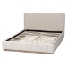 Baxton Studio Granger Velvet Upholstered Platform Bed with Channel Tufted Headboard, Modern Low Profile Bed Frame, Alabaster White, Queen - BSOBBT61347-Alabaster White Velvet/White Washed Oak-Queen