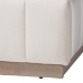 Baxton Studio Granger Velvet Upholstered Platform Bed with Channel Tufted Headboard, Modern Low Profile Bed Frame, Alabaster White, Queen - BSOBBT61347-Alabaster White Velvet/White Washed Oak-Queen