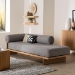 Baxton Studio Bertille Left-Arm Chaise Lounge with Solid Wood Base - Minimalist Sofa Daybed with Grey Fabric Cushion and Bolster Pillow for Living Room or Bedroom Decor - BSOBBT8086-RB08-30 Grey/Oak-Chaise