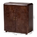 bali & pari Valora Real Burl Wood Storage Cabinet in Dark Walnut Brown - Modern Accent Cupboard with Double Doors and Brass Handles, Elegant Sideboard for Living Room, Entryway or Dining Area - BSOSVN-1308B-Dark Walnut-Nebu-2DR-Cabinet
