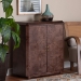 bali & pari Valora Real Burl Wood Storage Cabinet in Dark Walnut Brown - Modern Accent Cupboard with Double Doors and Brass Handles, Elegant Sideboard for Living Room, Entryway or Dining Area - BSOSVN-1308B-Dark Walnut-Nebu-2DR-Cabinet
