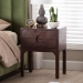 bali & pari Kayla Real Burl Wood Nightstand in Dark Walnut Brown - Modern Bedside Table with Two Drawers and Cutout Handle Design - BSOSVN-1152-Dark Walnut Op1-Kayla-NS