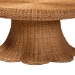 bali & pari Avalon Natural Rattan Round Coffee Table with Scalloped Pedestal Base - Coastal Boho Wicker Accent Table for Living Room or Sunroom - BSOAvalon-Light Honey Wicker-Coffee Table