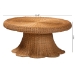 bali & pari Avalon Natural Rattan Round Coffee Table with Scalloped Pedestal Base - Coastal Boho Wicker Accent Table for Living Room or Sunroom - BSOAvalon-Light Honey Wicker-Coffee Table