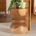 bali & pari Bancroft Solid Suar Wood Side Table - Handcrafted Sculptural End Table with Hourglass Design, Modern Boho Style for Living Room or Bedroom - BSOSuar S/T 002-Natural-Side Table