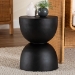bali & pari Nomiki Solid Suar Wood Side Table - Hand-Carved Sculptural End Table with Hourglass Design, Modern Boho Style for Living Room or Bedroom - BSOSuar S/T 003-Black-Side Table