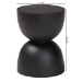 bali & pari Nomiki Solid Suar Wood Side Table - Hand-Carved Sculptural End Table with Hourglass Design, Modern Boho Style for Living Room or Bedroom - BSOSuar S/T 003-Black-Side Table